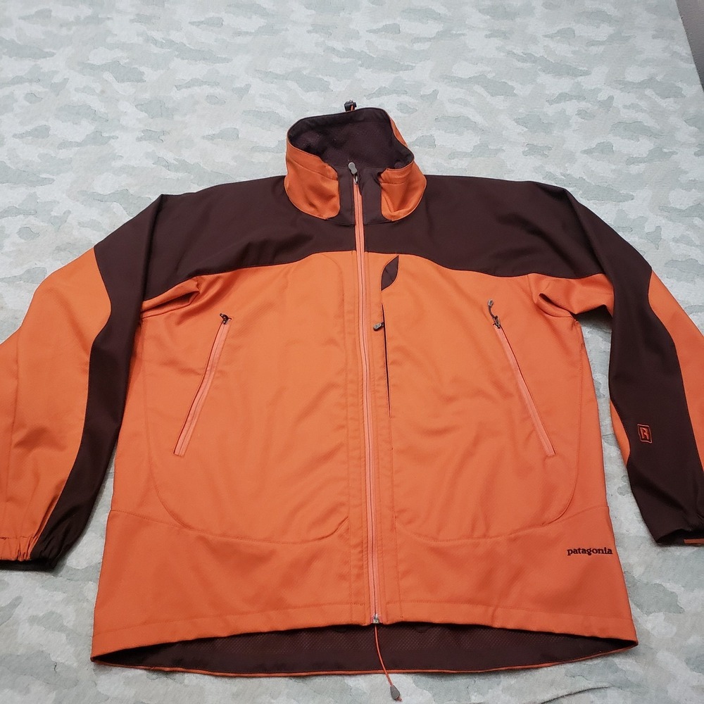 Patagonia Jacket Mens XL Orange Full Zip White Smoke Outdoors Snowboard Ski
